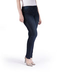 Bluberry Denim Elastic Waistband Slim Leg Rinse Wash