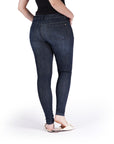 Bluberry Denim Zipper-Fly Skinny Leg Dark Navy Rinse Wash with Pp spray