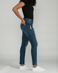 Bluberry Denim Elastic Waistband Ankle Length Eloise