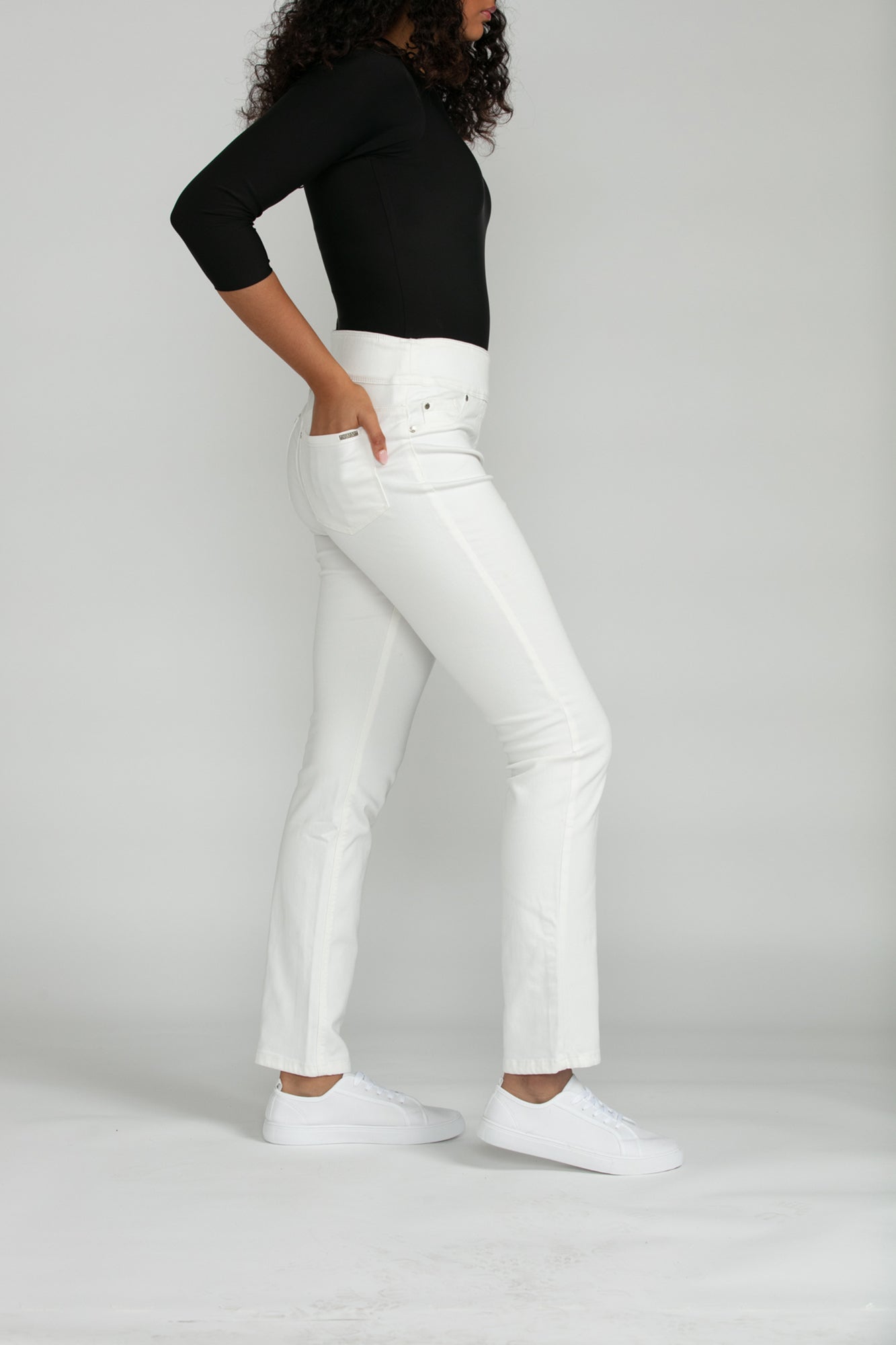 Bluberry Denim Elastic Waistband Straight Leg Coco