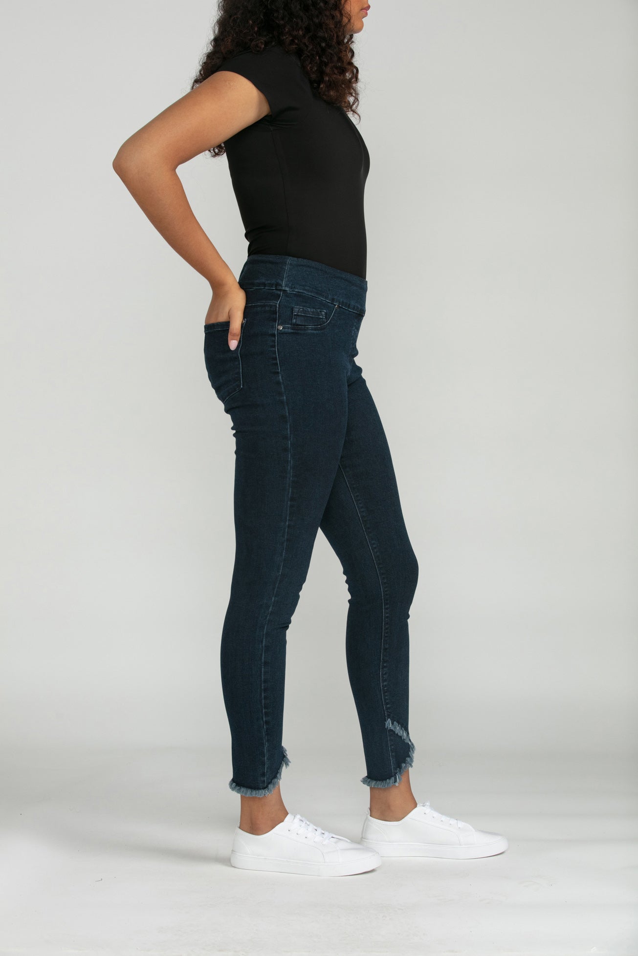 Bluberry denim Elastic Waistband Capri Palmer