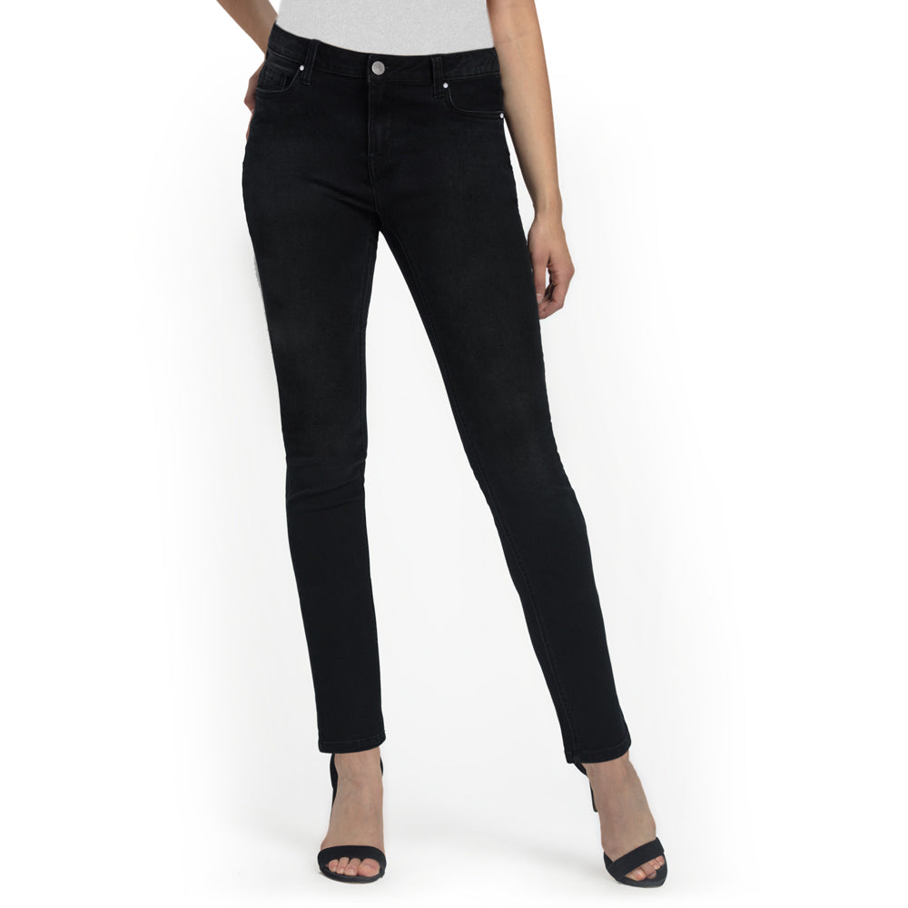 Bluberry denim Zipper-Fly Straight leg Black Rinse Wash